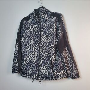 VICTORIA’S SECRET PINK M / L Track Jacket Snow Leopard Print Windbreaker Swisher